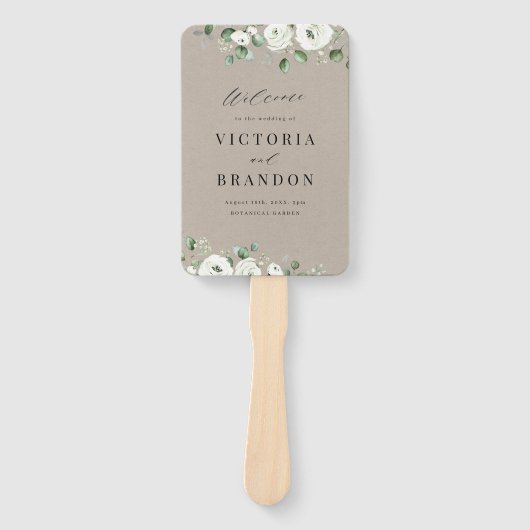 Eucalyptus groen bloemenrustieke bruiloft programm handwaaier (Voorkant)