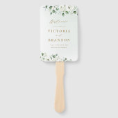 Eucalyptus groen bloemig rustieke huwelijksprogram handwaaier (Voorkant)