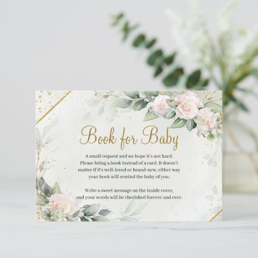 Eucalyptus groen blush Rozen gouden boek aanvraag Informatiekaartje (Staand voorkant)