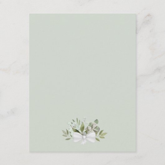 Eucalyptus & groen boeket bruiloft details informatiekaartje (Achterkant)