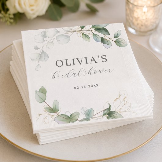 Eucalyptus groen boho rustieke bruidsdouche servet