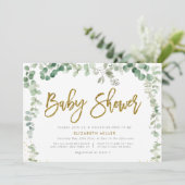 eucalyptus groen botanisch baby shower kaart (Staand voorkant)