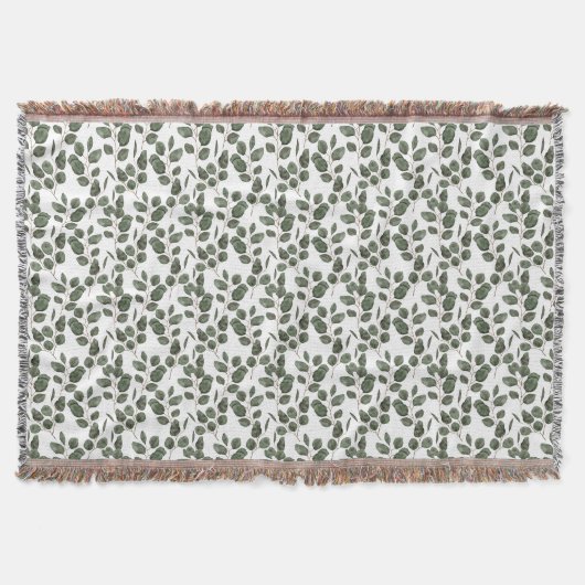 Eucalyptus groen botanisch trendy groen wit deken (Voorkant)