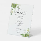 Eucalyptus groen botanische elegante gunsten reclamebord met voetstuk (Voorkant)