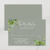 Eucalyptus groen botanische salie groen bruiloft RSVP kaartje (Voorkant / Achterkant)