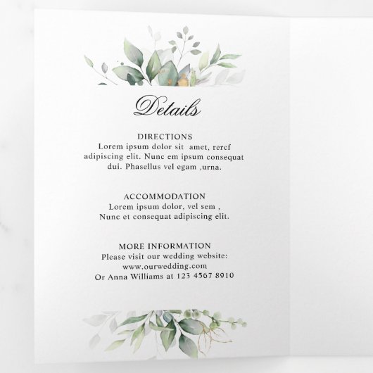 Eucalyptus groen botanische trouw uitnodiging (Binnenzijde eerst)