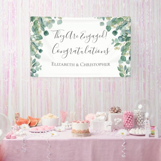 Eucalyptus groen botanische verlovingsbanner spandoek (Feest)