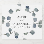 Eucalyptus groen botanische Waterverf Likeurfles Etiket (Enkel label)