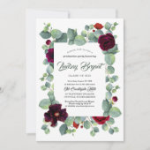 Eucalyptus groen Bourgondisch bloemig Afstuderen Kaart (Voorkant)