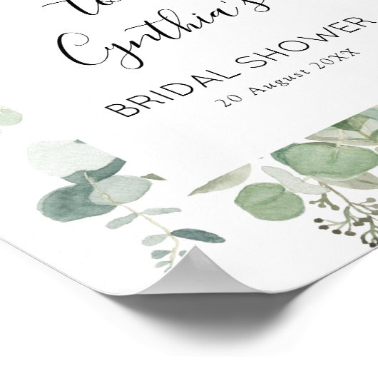 eucalyptus groen bruidsborrel welkomstbord poster (Hoek)