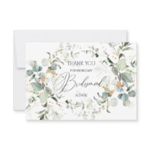 Eucalyptus groen bruidsmeisje bedankkaart