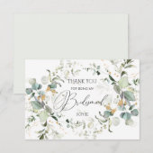 Eucalyptus groen bruidsmeisje bedankkaart (Voorkant / Achterkant)