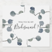 Eucalyptus groen bruidsmeisje voorstel likeurfles etiket (Enkel label)