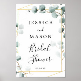 Eucalyptus groen bruidsshower welkomstbord poster
