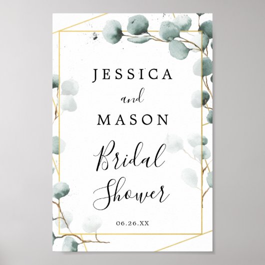Eucalyptus groen bruidsshower welkomstbord poster (Voorkant)