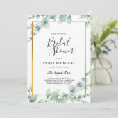 Eucalyptus groen BRUIDSSLUIER GOUD QR CODE Kaart (Staand voorkant)