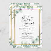 Eucalyptus groen BRUIDSSLUIER GOUD QR CODE Kaart (Voorkant / Achterkant)