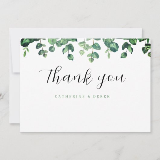 Eucalyptus groen bruiloft bedankjes bedankkaart (Voorkant)
