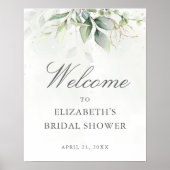 Eucalyptus groen bruiloft bruidsshower welkomstbor poster (Voorkant)