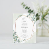 Eucalyptus groen bruiloft bruiloft receptie Menu (Staand voorkant)