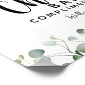 Eucalyptus groen bruiloft CHEER Bar bruiloft / fee Poster (Hoek)