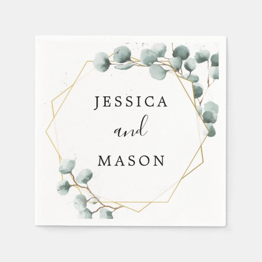 Eucalyptus groen bruiloft cocktail servet (Voorkant)