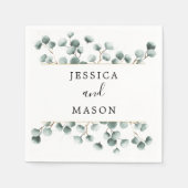 Eucalyptus groen bruiloft cocktail servet (Voorkant)