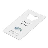 Eucalyptus groen bruiloft creditkaart flessenopener (Voorkant Gekanteld)