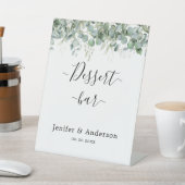 Eucalyptus groen bruiloft dessert bar teken reclamebord met voetstuk (Insitu)