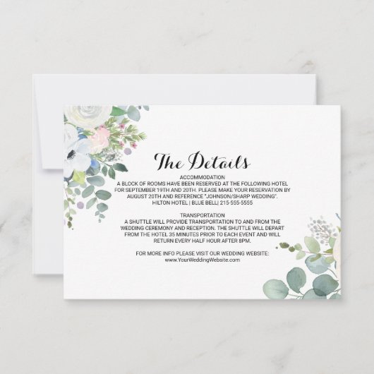 Eucalyptus groen bruiloft details invoegen Kaart (Voorkant)