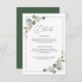 Eucalyptus groen bruiloft details kaart (Voorkant / Achterkant)
