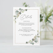 Eucalyptus groen bruiloft details kaart (Staand voorkant)