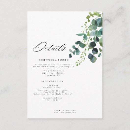 Eucalyptus groen bruiloft Enclosure Kaart (Voorkant)