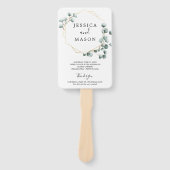 Eucalyptus groen bruiloft fan programma handwaaier (Voorkant)