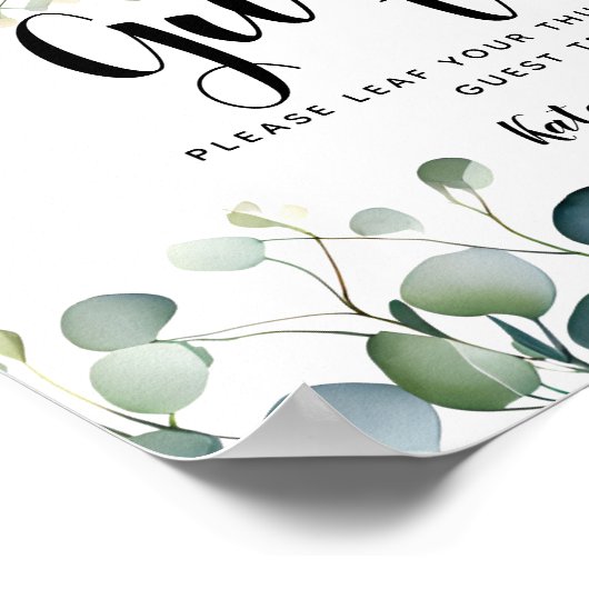 Eucalyptus groen bruiloft gastenboek Boom TEKEN Poster (Hoek)