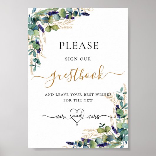 Eucalyptus groen bruiloft gastenboek teken poster