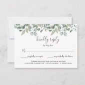 Eucalyptus groen bruiloft maaltijd keuze RSVP (Voorkant)