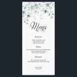 Eucalyptus groen bruiloft menu<br><div class="desc">Dit elegante Eucalyptus Green Wedding Menu is de ideale manier om een vleugje romance toe te voegen aan uw speciale dag. Met een prachtig Eucalyptus Green-ontwerp, is dit menu zeker een aanvulling op elk huwelijksthema. Elk menu is zorgvuldig gemaakt om uw menu-items op een stijlvolle en verfijnde manier te laten...</div>