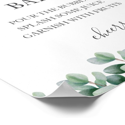 Eucalyptus groen bruiloft Mimosa teken Poster (Hoek)