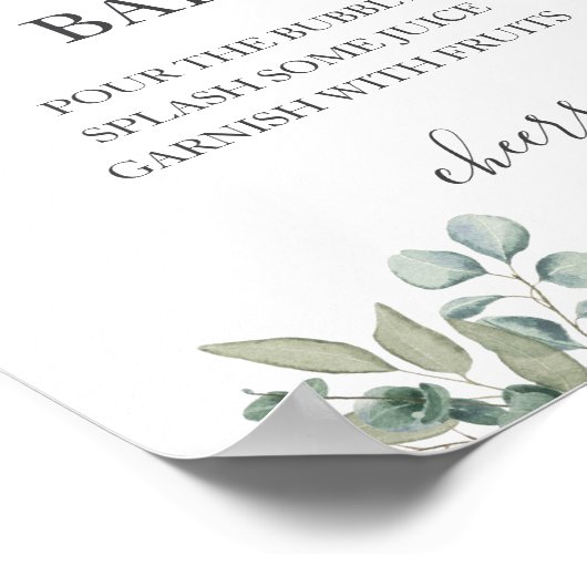 Eucalyptus groen bruiloft Mimosa teken Poster (Hoek)