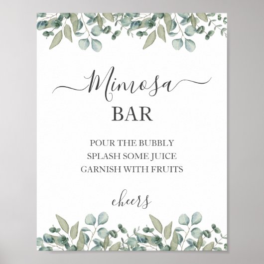 Eucalyptus groen bruiloft Mimosa teken Poster (Voorkant)