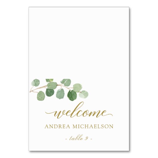 Eucalyptus groen bruiloft plaats / naam Kaarten (Voorkant)