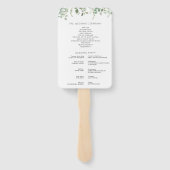 Eucalyptus groen bruiloft programma hand fan handwaaier (Achterkant)
