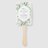 Eucalyptus groen bruiloft programma hand fan handwaaier (Voorkant)