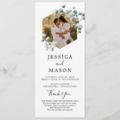 Eucalyptus groen bruiloft programma met foto programmakaart (Voorkant)