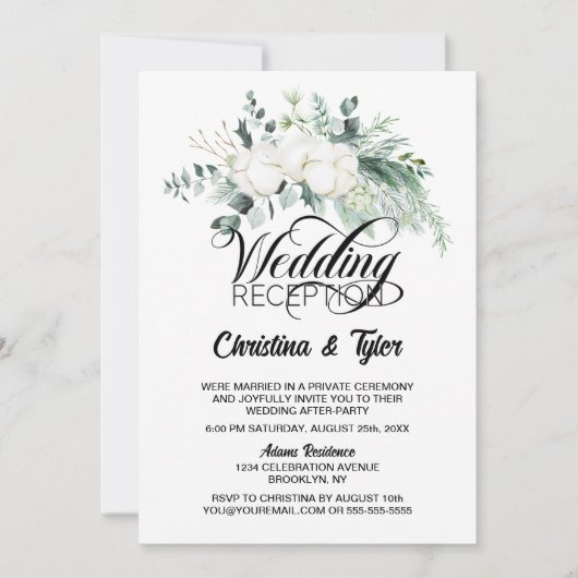 Eucalyptus groen bruiloft receptie kaart (Voorkant)