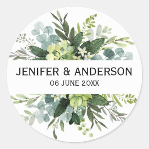 Eucalyptus groen bruiloft ronde Sticker