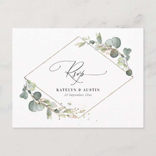 Eucalyptus groen bruiloft RSVP Briefkaart (Voorkant)