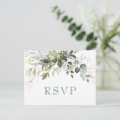 Eucalyptus groen bruiloft RSVP met maaltijdkeuze Briefkaart (Staand voorkant)