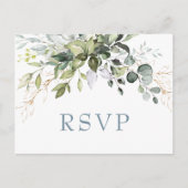 Eucalyptus groen bruiloft RSVP met maaltijdkeuze Briefkaart (Voorkant)